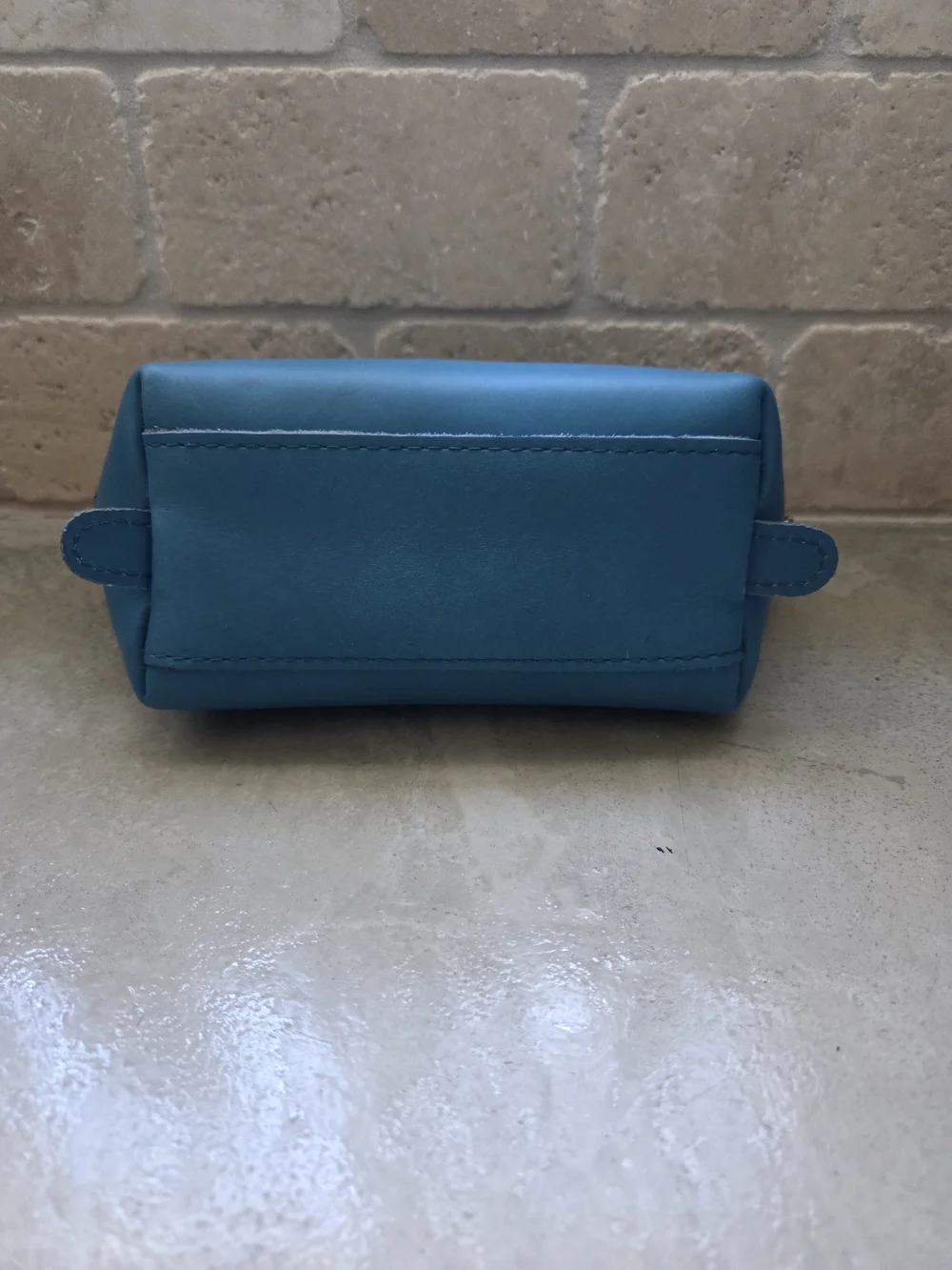 Portland Leather Blue Leather Makeup Pouch